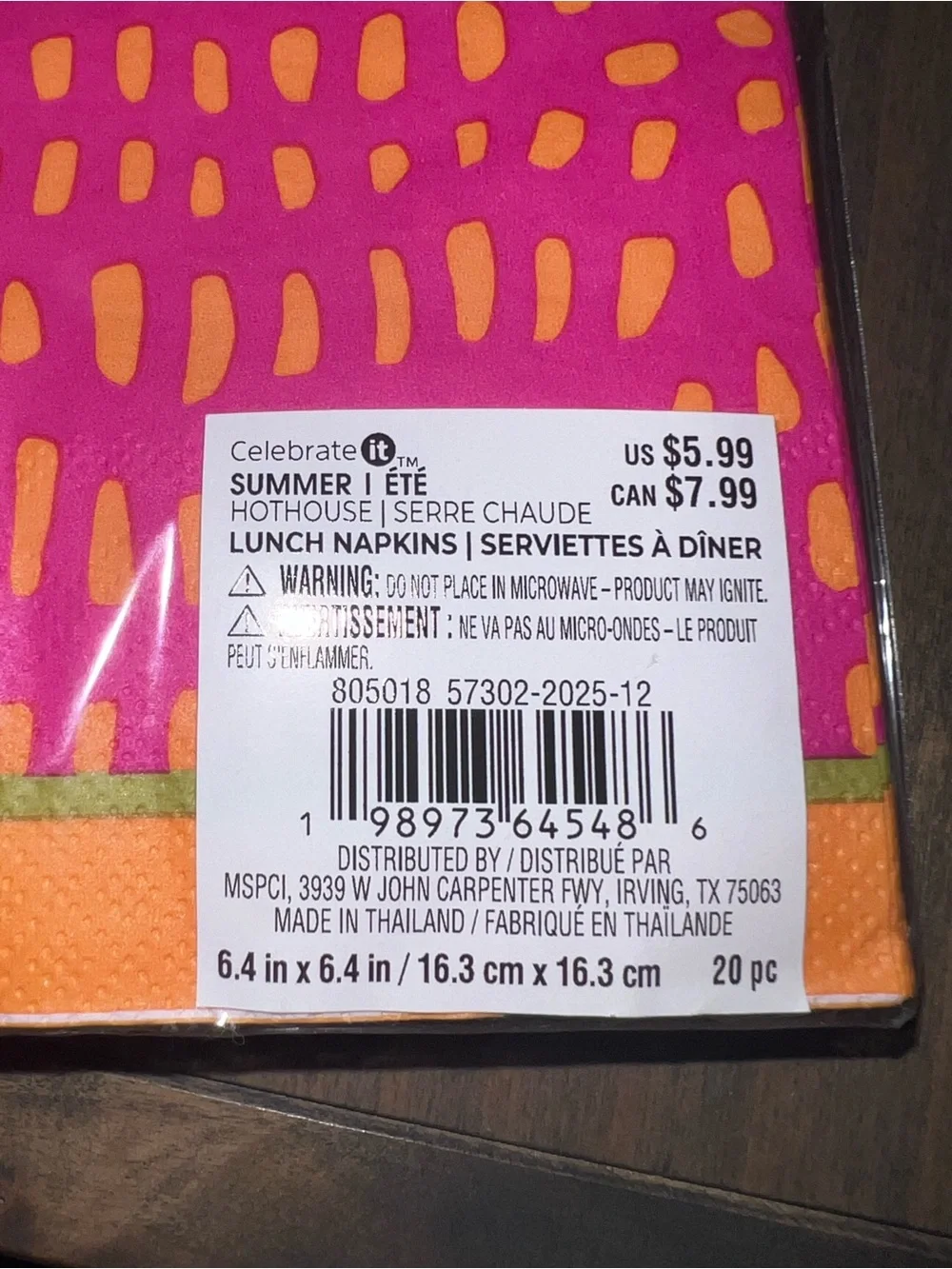 Ashland 3 Pink & Orange Party Napkins Dinner, Lunch, Beverage $22 Value
